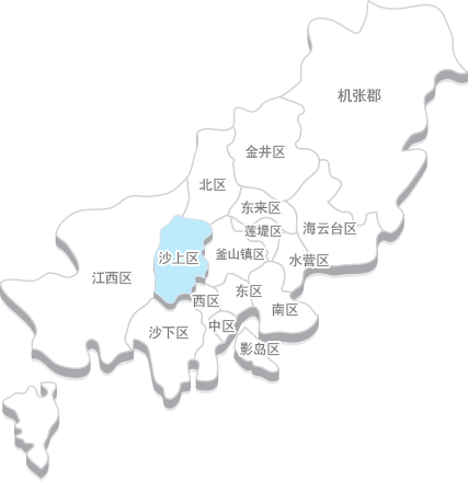 ((机张郡，金井区，海云台区，北区，东来区，莲堤区，水营区，釜山镇区，南区，东区，西区，中区，影岛区，沙上区，沙下区，江西区))
